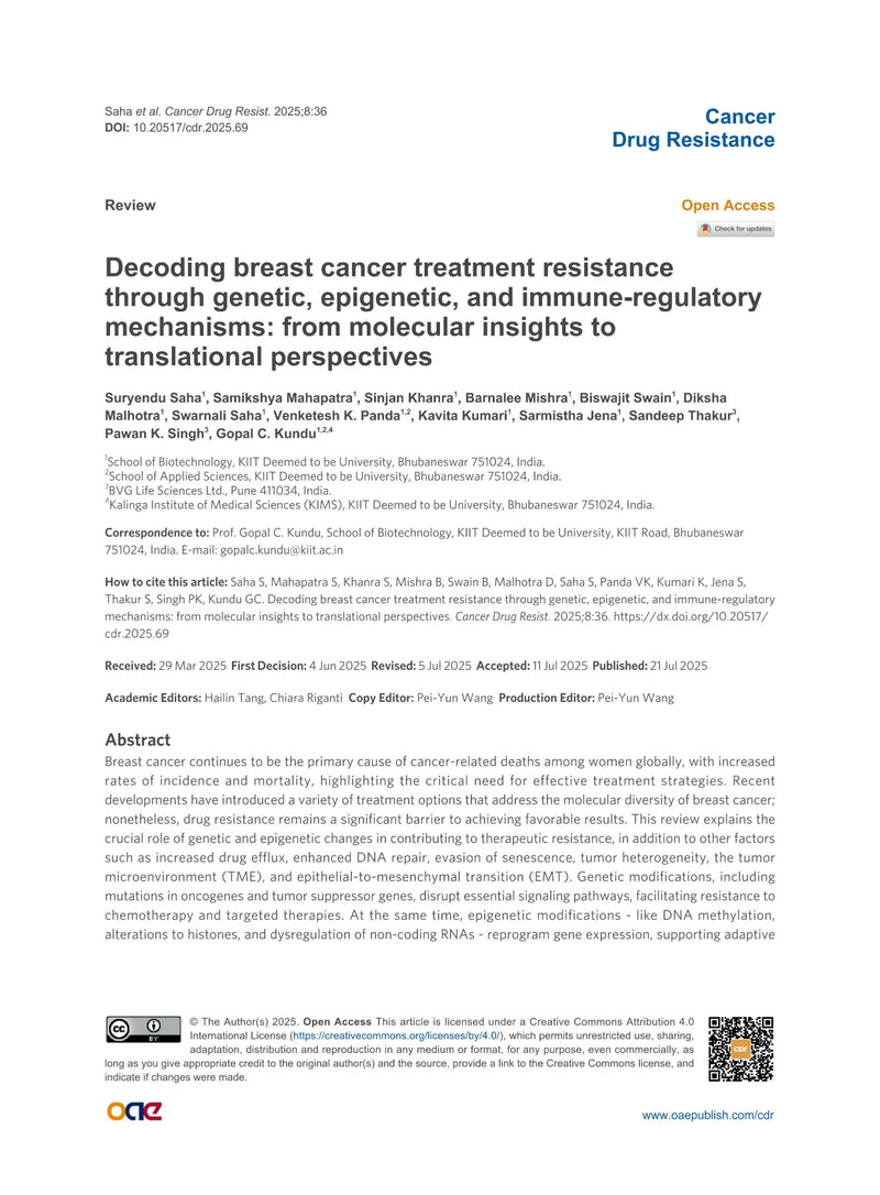 Decoding breast cancer treatment resistance Through genetic, epigenetic, and immune-regulatory mechanisms from molecular insights to translational perspectives.